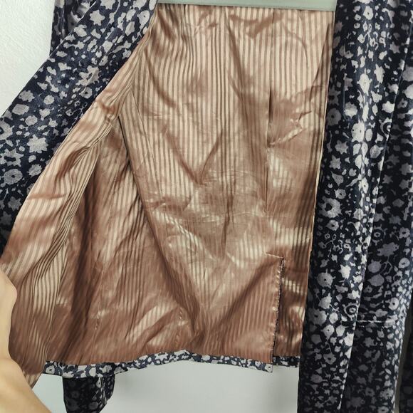 Anthropologie Elevenses Lumi Velvet Blazer Women 4 Black Gray Floral Boho Preppy - Picture 6 of 11